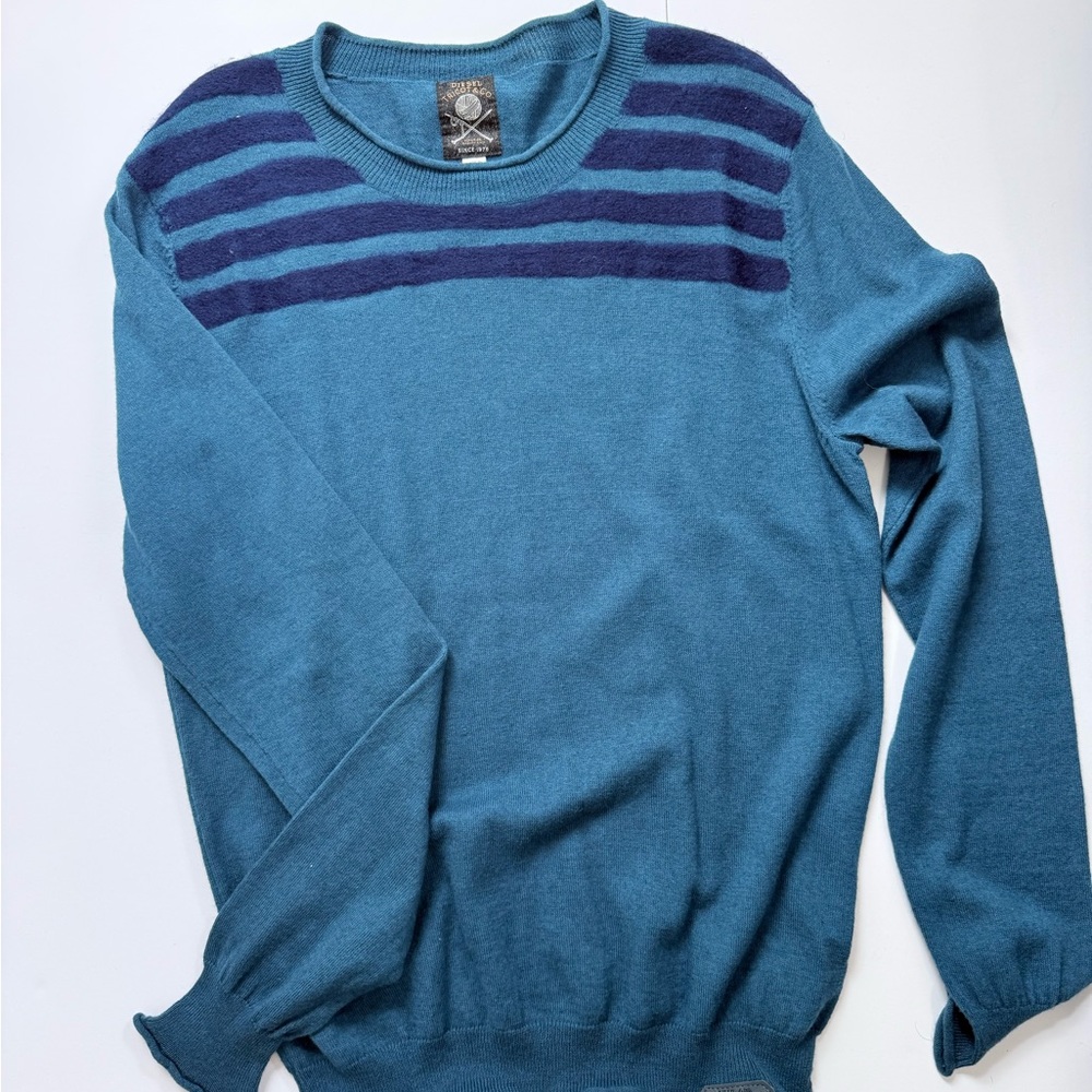 Diesel Tricot Men's Teal and Navy Crewneck Sweater